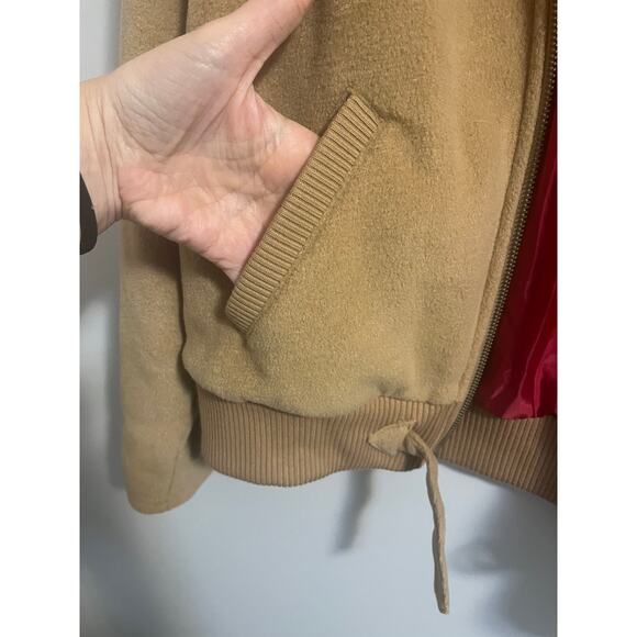 Vintage Y2K Deadstock NWT Tommy Hilfiger Bomber Jacket Fleece Tan Women's sz. XL - Picture 7 of 11